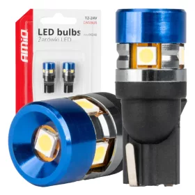  AMiO LED izzók CANBUS T10 W5W 5SMD 3030 fehér 12V 24V (04240)