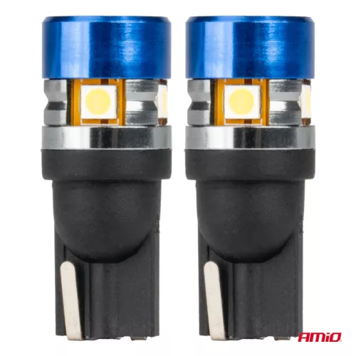 AMiO LED izzók CANBUS T10 W5W 5SMD 3030 fehér 12V 24V (04240)