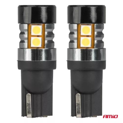 AMiO LED izzók CANBUS T10 W5W 9 SMD 3030 fehér 12V 24V (04241)