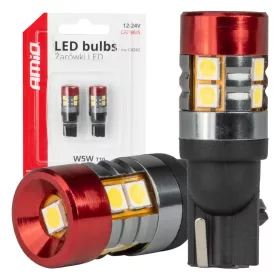   AMiO LED izzók CANBUS T10 W5W 9 SMD 3030 fehér 12V 24V (04242)