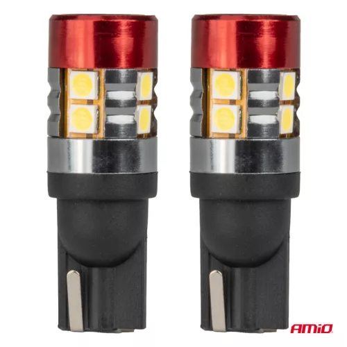 AMiO LED izzók CANBUS T10 W5W 9 SMD 3030 fehér 12V 24V (04242)