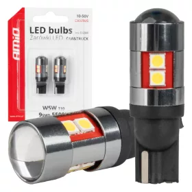   AMiO LED izzók CANBUS T10 W5W 9 SMD 3030 fehér 12V 24V 36V 48V (04244)