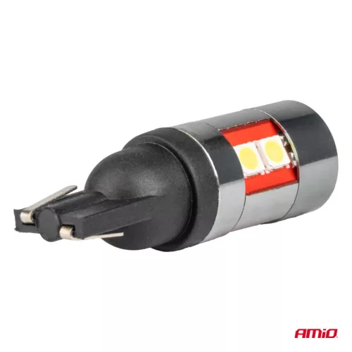 AMiO LED izzók CANBUS T10 W5W 9 SMD 3030 fehér 12V 24V 36V 48V (04244)