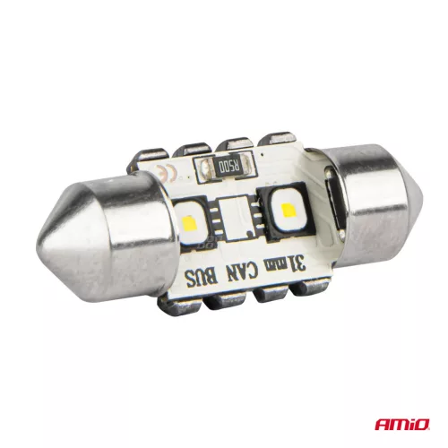 AMiO LED CANBUS izzók 12SMD szofita C5W 3838 31mm fehér 12/24V (04247)