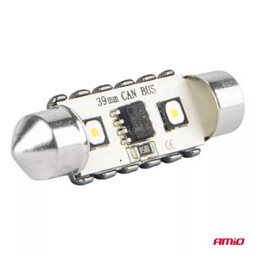 AMiO LED CANBUS izzók 12SMD szofita C5W 3838 39mm fehér 12/24V (04249)