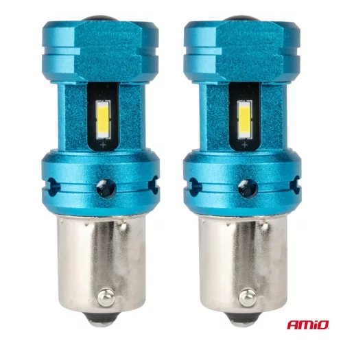 AMiO CANBUS LED izzók 1156 BA15S P21W R10W R5W 4SMD 1860 fehér 12V 24V (04252)