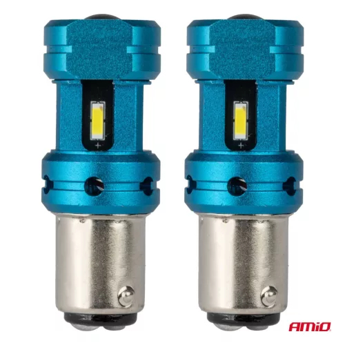 AMiO LED CANBUS izzók 1157 BAY15D P21/5W 4SMD 1860 fehér 12V 24V (04253)