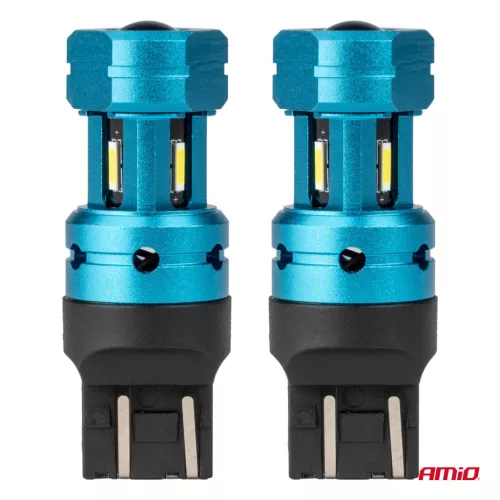 AMiO LED CANBUS T20 7443 W21/5W 4SMD 1860 fehér izzók 12V 24V (04255)