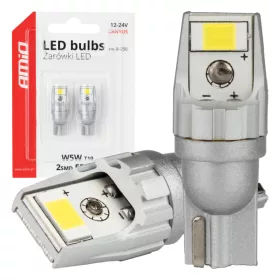   AMiO LED izzók CANBUS T10 W5W 2SMD 3570 fehér 12V 24V (04256)