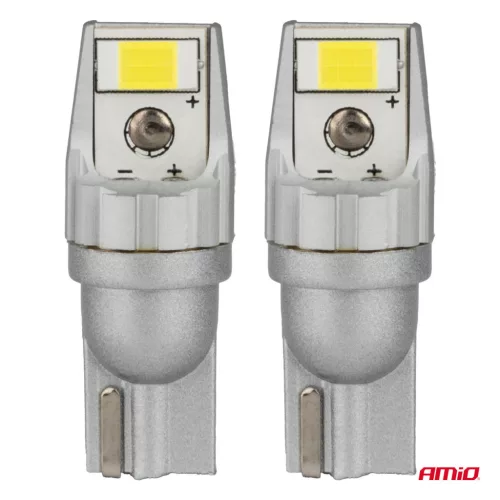 AMiO LED izzók CANBUS T10 W5W 2SMD 3570 fehér 12V 24V (04256)