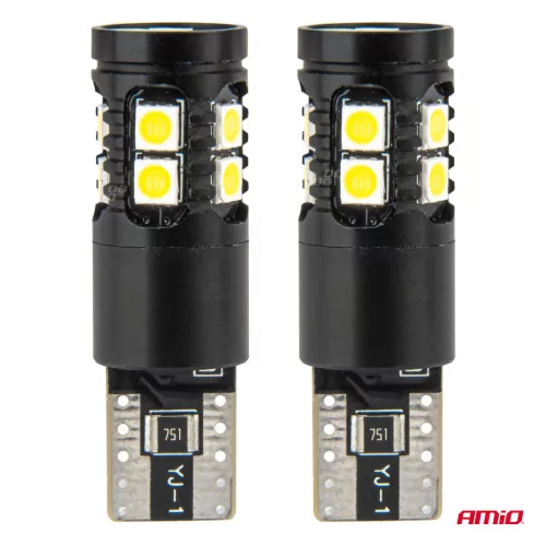 AMiO LED CANBUS izzók T10 W5W 13SMD 3030 fehér 12V/24V (04259)
