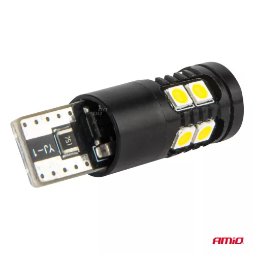 AMiO LED CANBUS izzók T10 W5W 13SMD 3030 fehér 12V/24V (04259)
