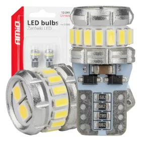   AMiO LED izzók CANBUS T10 W5W 16SMD 2SMD 3014 3030 fehér 12V 24V (04260)