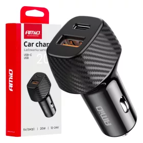 AMiO autós töltő QC+PD 20W USB-A + USB-C (04282)