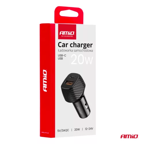 AMiO autós töltő QC+PD 20W USB-A + USB-C (04282)