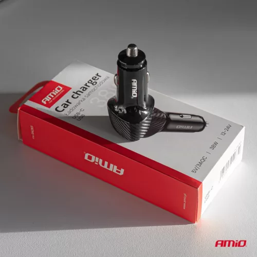AMiO autós töltő QC+PD 38W USB-A + USB-C (04283)