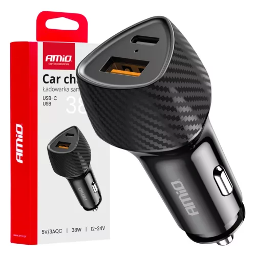 AMiO autós töltő QC+PD 38W USB-A + USB-C (04283)