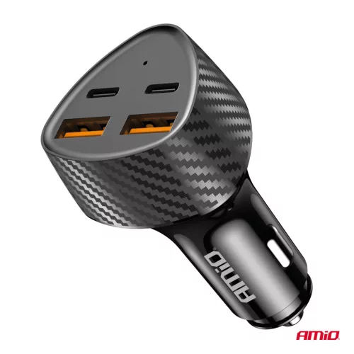 AMiO autós töltő 50W 2xUSB-a + 2xUSB-C (04284)