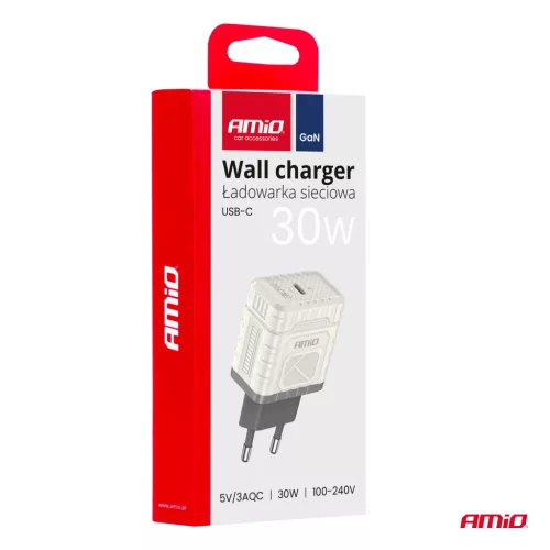 AMiO hálózati töltő gyorstöltés GaN PD 30W USB-C (04285)