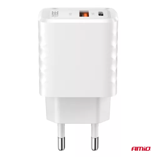 AMiO hálózati töltő gyorstöltő GaN 38W USB-A + USB-C (04287)