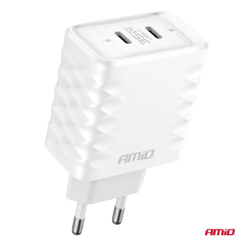 AMiO hálózati töltő gyorstöltő 35W 2xUSB-C (04288)