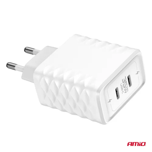 AMiO hálózati töltő gyorstöltő 35W 2xUSB-C (04288)
