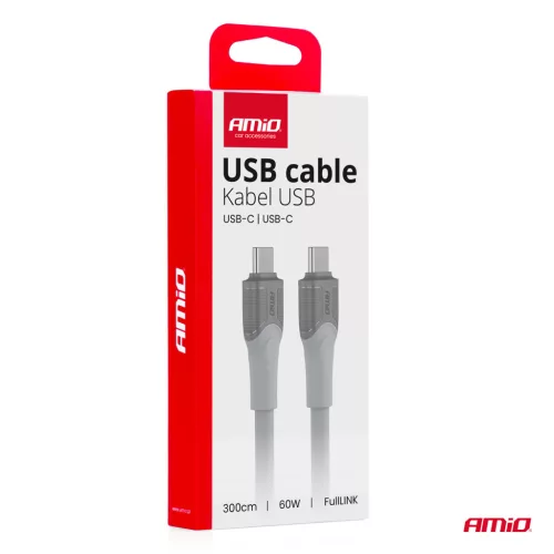 AMiO kábel USB-C – típus-C 60W 300cm FullLINK modell X111 (04293)