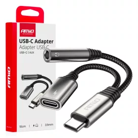   AMiO USB-C – USB-C és 3,5 mm jack elosztóadapter, 10 cm (04295)