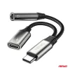 AMiO USB-C – USB-C és 3,5 mm jack elosztóadapter, 10 cm (04295)