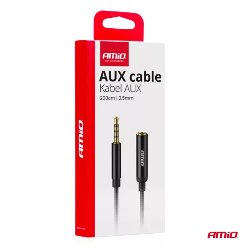 AMiO hosszabbítókábel AUX Mini emelő 3.5mm dugó – 3.5mm aljzat 2m (04296)