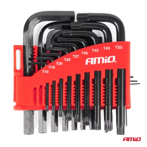 AMiO imbusz- és Torx-kulcsok CRV fekete 22 db (04297)