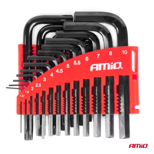 AMiO imbusz- és Torx-kulcsok CRV fekete 22 db (04297)