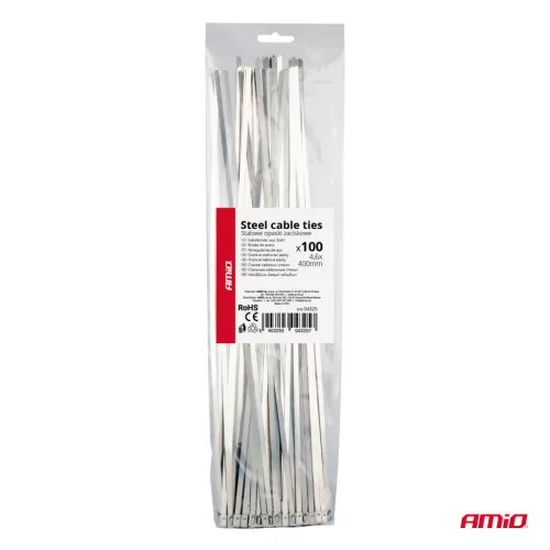 AMiO rozsdamentes acél kábelkötegelő 4.6x400mm 100 db (04325)