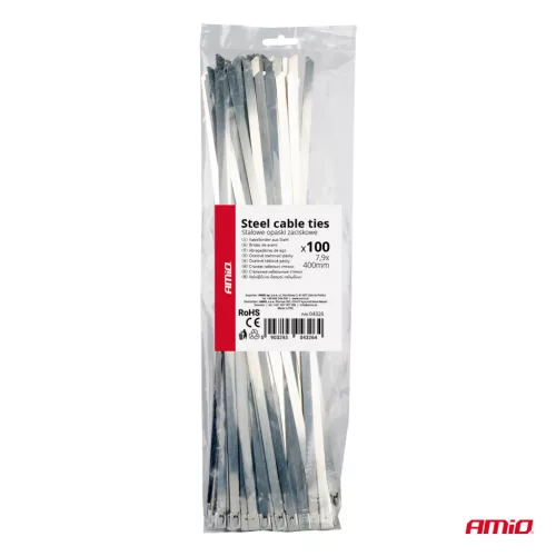 AMiO rozsdamentes acél kábelkötegelő 7.9x400mm 100 db (04326)