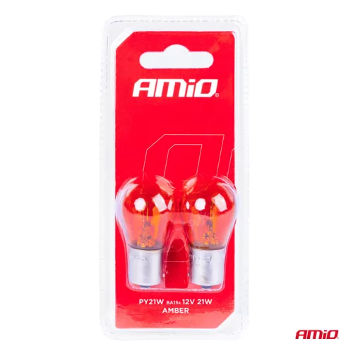 AMiO halogénizzók PY21W BA15S 12V borostyánsárga 2 db bliszter (04354)