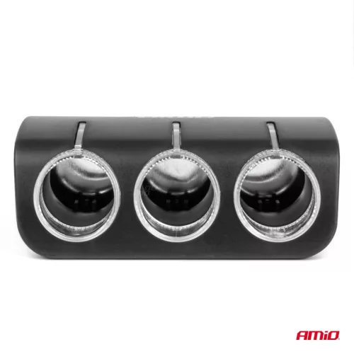 AMiO tripla szivargyújtó-elosztó 12/24V 120W 90° (04358)
