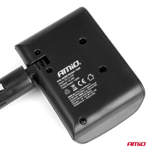 AMiO tripla szivargyújtó-elosztó 12/24V 120W 90° (04358)
