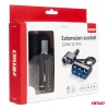 AMiO tripla szivargyújtó-elosztó töltő 1x USB-A 1x cigarette lighter 12/24V 120W 80cm (04360)
