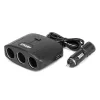 AMiO tripla szivargyújtó-elosztó töltő 2x USB-A ON/OFF gomb 12/24V 100W 70cm (04362)