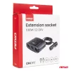AMiO tripla szivargyújtó-elosztó töltő 2x USB-A ON/OFF gomb 12/24V 100W 70cm (04362)