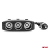AMiO tripla szivargyújtó-elosztó töltő 2x USB-A ON/OFF gomb LED visszajelző 12/24V 100W 70cm (04363)