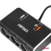 AMiO tripla szivargyújtó-elosztó töltő digitális kijelzővel 2x USB-A QC 3.0 12/24V 120W 80cm (04364)