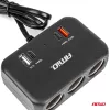 AMiO tripla szivargyújtó-elosztó töltő 1x USB-A 1x USB C QC 4.0 12/24V 120W 80cm (04365)