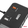 AMiO tripla szivargyújtó-elosztó töltő digitális kijelzővel 2x USB-A 1x USB C QC 4.0 12/24V 120W 80cm (04366)
