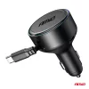 AMiO visszahúzható autós töltő C kábel + USB C port 12/24V 60W (04368)