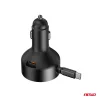 AMiO visszahúzható autós töltő C kábel + USB C port 12/24V 60W (04368)
