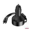 AMiO visszahúzható autós töltő C kábel + lightning kábel + USB C port 12/24V 60W (04370)