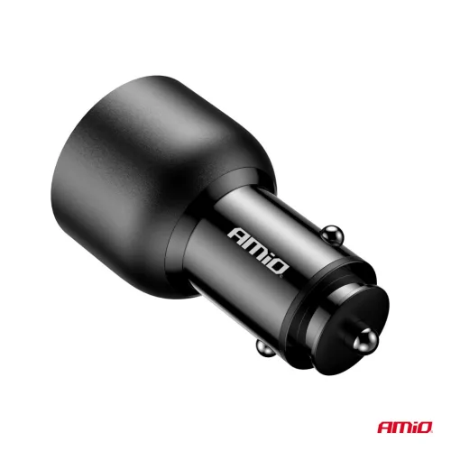 AMiO autós töltő dupla USB C port + USB-A port 12/24V 95W (04372)