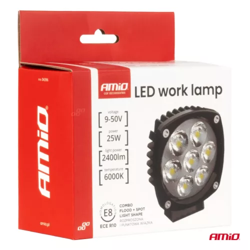 AMiO LED-es munkalámpa 25W COMBO 12V 24V (04396)