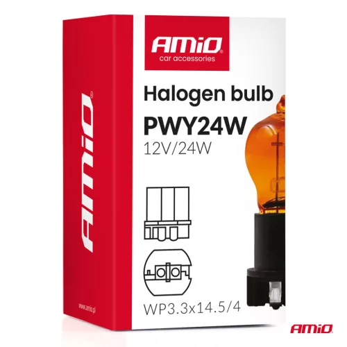 AMiO halogénizzó PWY24W WP3.3x14.5-4 borostyánsárga 12V 24W (04410)